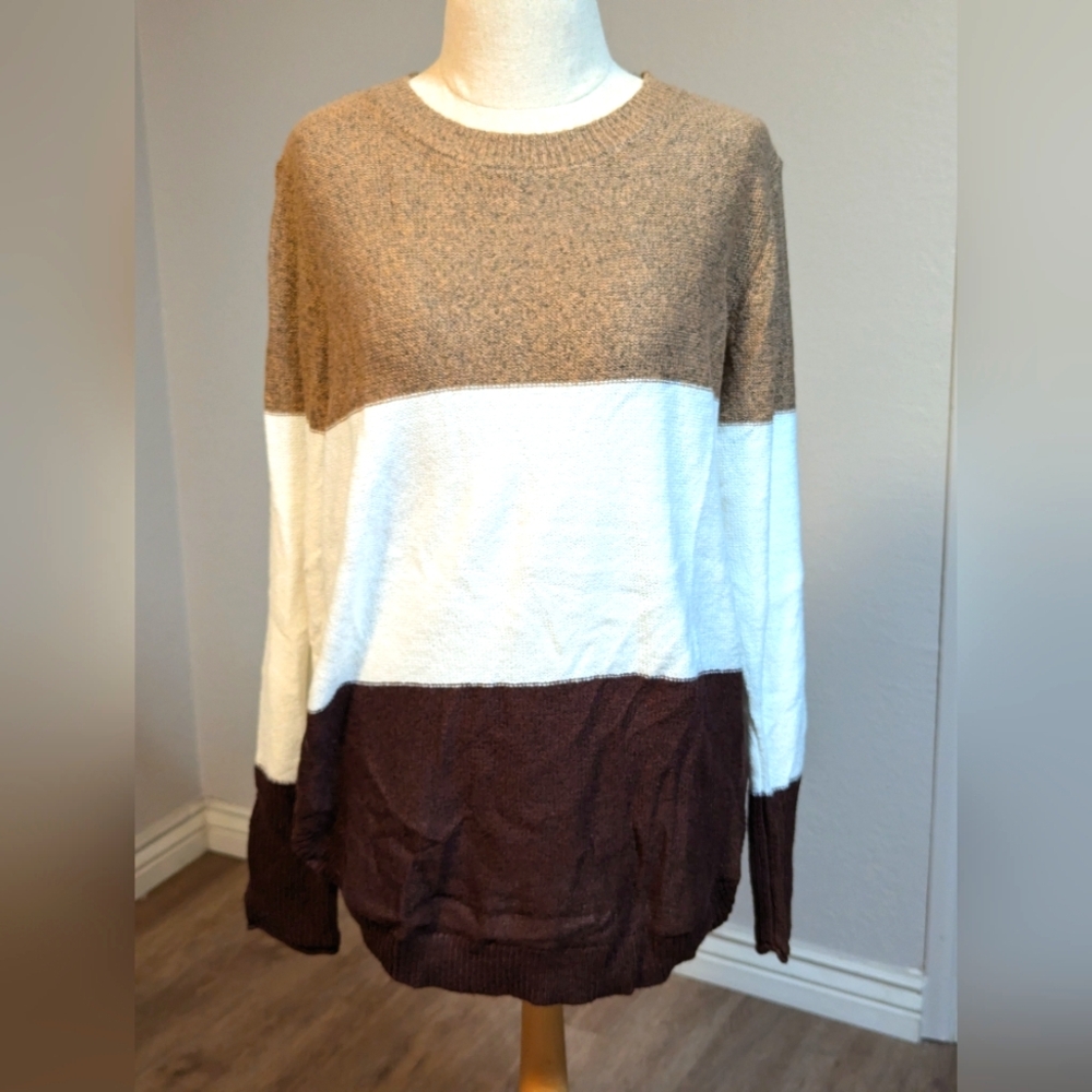 Women's long sleeve lightweight colorblock sweater size XL